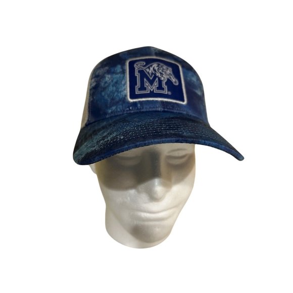 Memphis Tigers Colosseum Blue Mesh Fishing Real Tree Trucker Patch SnapBack Hat - Picture 2 of 10